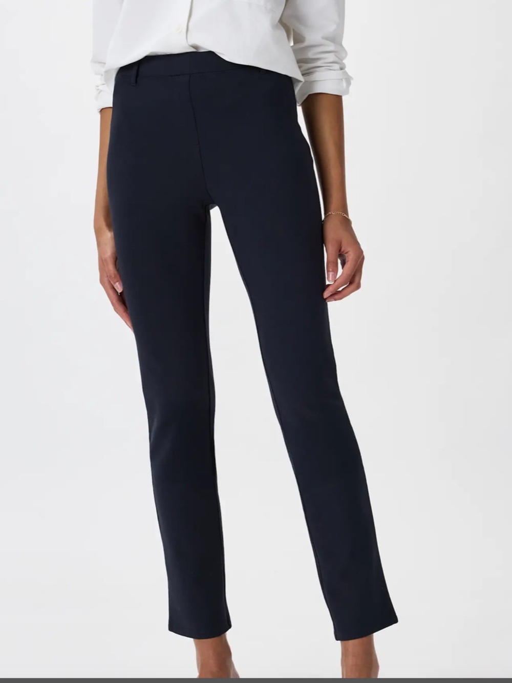 Quince Classic Navy Blue Pull-on Ponte Ankle Pants Size Medium Petite